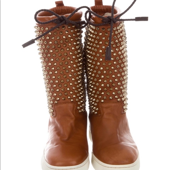 C. Louboutin Surlapony Camel Napa Spike Boots 39.5 - Picture 5 of 6